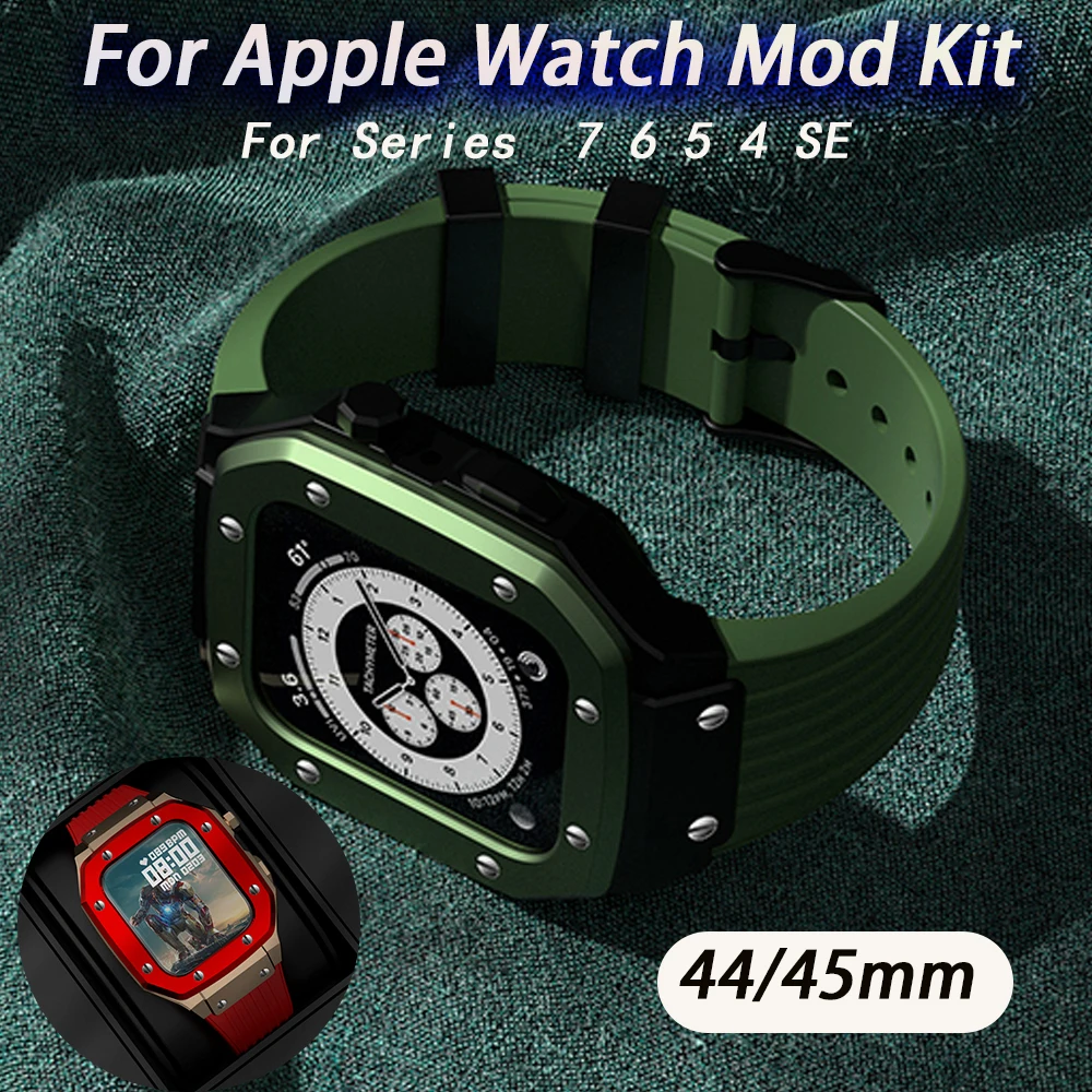 

Link Bracelet Modification Kit for Apple Watch Series Zinc Alloy Case for Iwatch 8 7 6 5 4 Se 45Mm 44Mm Rubber Sports Band