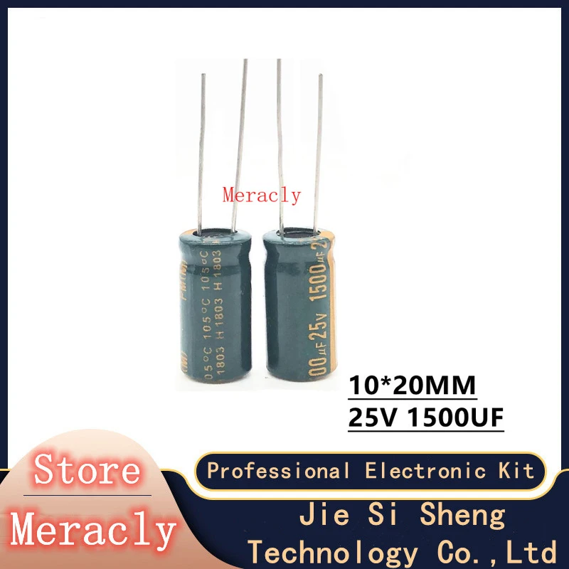 

5PCS 25V 1500UF Wholesale aluminum electrolytic capacitors 20% high frequency and low resistance, good quality