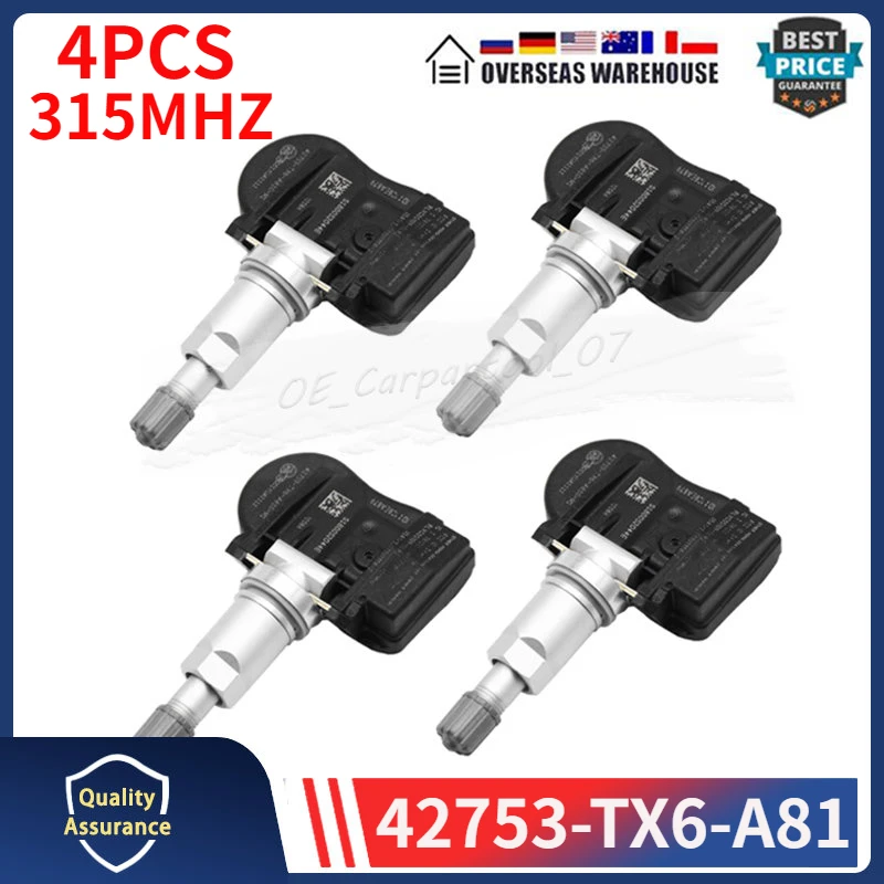 Система контроля давления в шинах 42753-TX6-A81, 315 МГц, датчик давления в шинах TPMS, 4 шт., для Acura ILX 2012 2013 2014 2015 42753-TX6A-811-M1 Система контроля давления в шинах 42753-TX6-A81, 315 МГц, датчик давления в шинах TPMS, 4 шт., для Acura ILX 2012 2013 2014 2015 42753-TX6A-811-M1