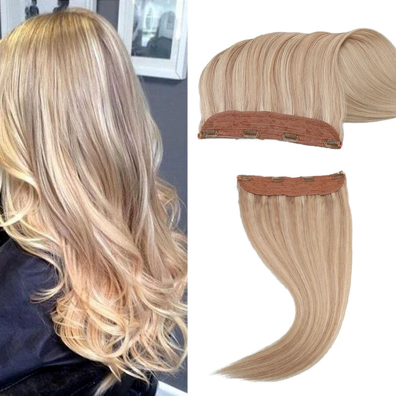 

14-22inch Indian Human Hair 65g-80g Wire In Hair Extensions Straight Hairpiece Invisible Fish Line Hair