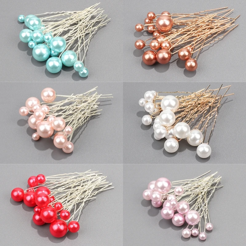 

New Women's Imitation Pearl U-shaped Pin Hairpin White Hairclips Tiara Headwear Bridal Wedding Headdress HairStyle Design Tool