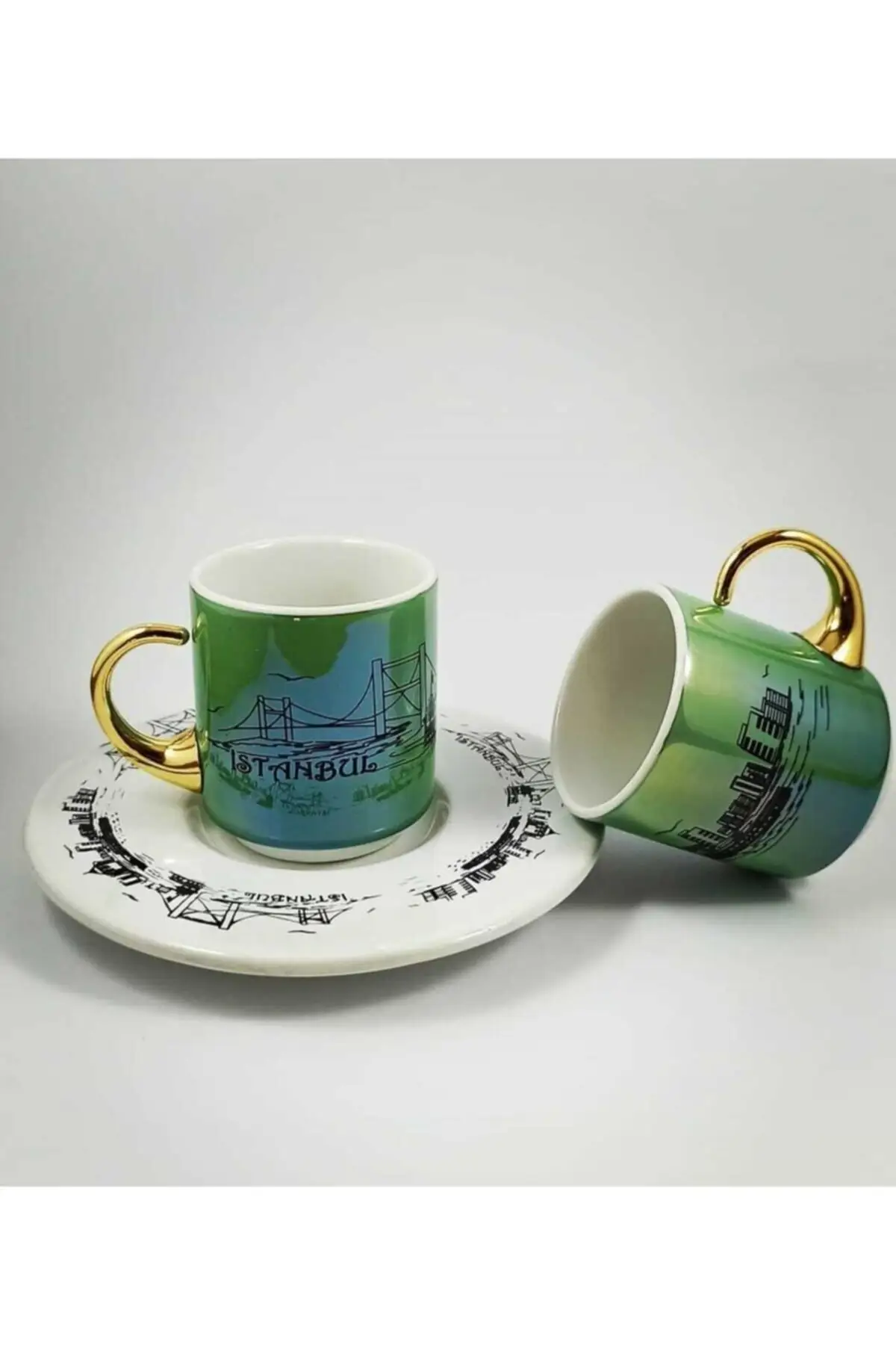 

Amazing Turkish Greek Arabic Coffee & Espresso Cup Set Istanbul Collection Green Coffee Cup Set 12 Pieces Coffee Set