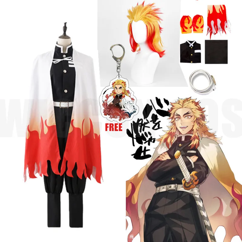 

Anime Demon Slayers Kimetsu no Yaiba Rengoku Kyoujurou Cosplay Costume Kimono Uniform Halloween Carnival Christmas Party clothes