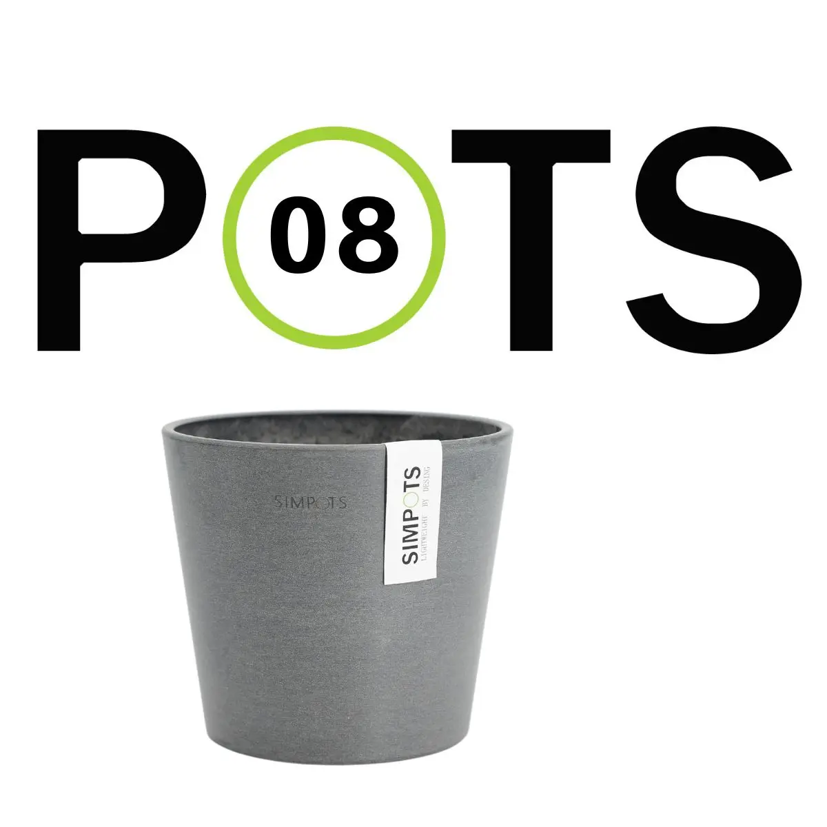 

SIMPOTS Y08CM Gray Round Flowerpot