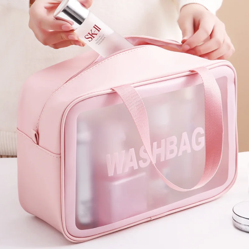 

Waterproof Cosmetic Bag Portable Portable Cosmetic Storage Bag Large Capacity PU Transparent Toiletry Bag Travel Storage Pouch