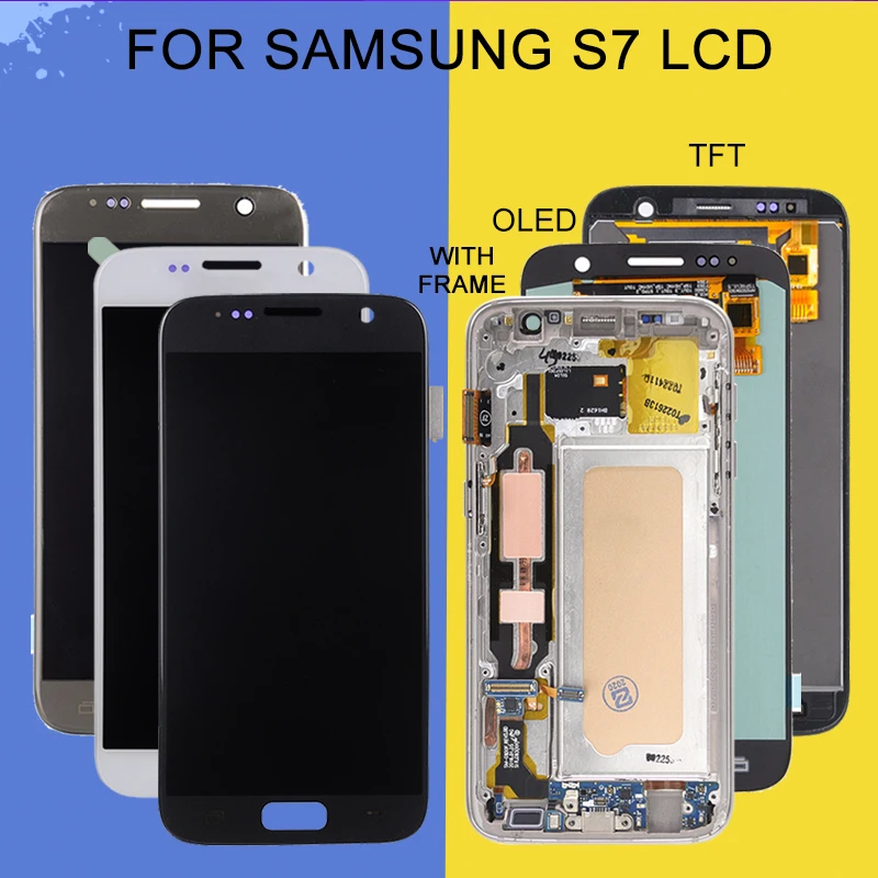 OLED-дисплей 5 1 дюйма для Samsung Galaxy S7 сенсорный экран дигитайзер G930F G930 ЖК-дисплей в