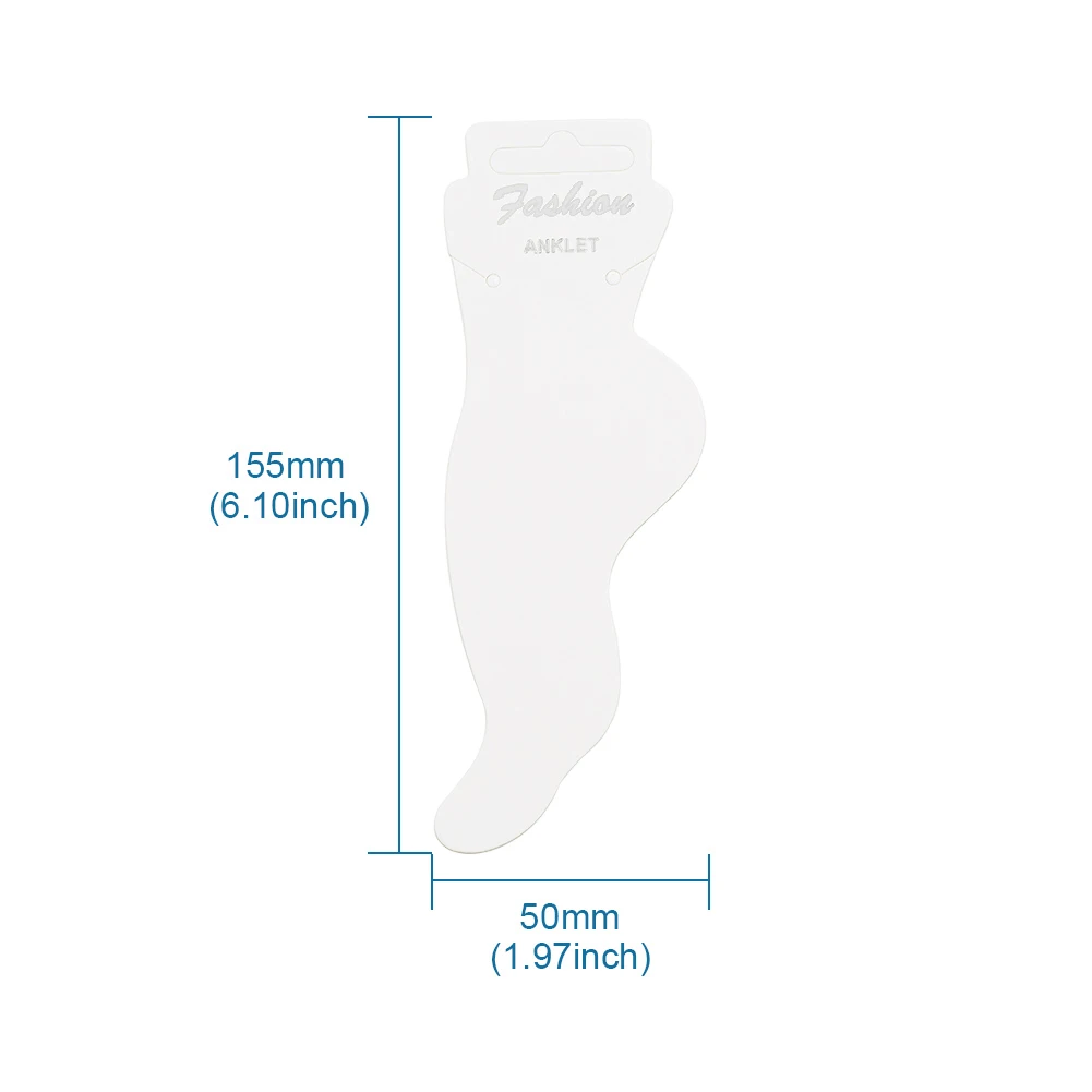PANDAHALL 800PCS Cardboard Anklet Jewelry Socks Display Cards, White, 155x50x0.8mm