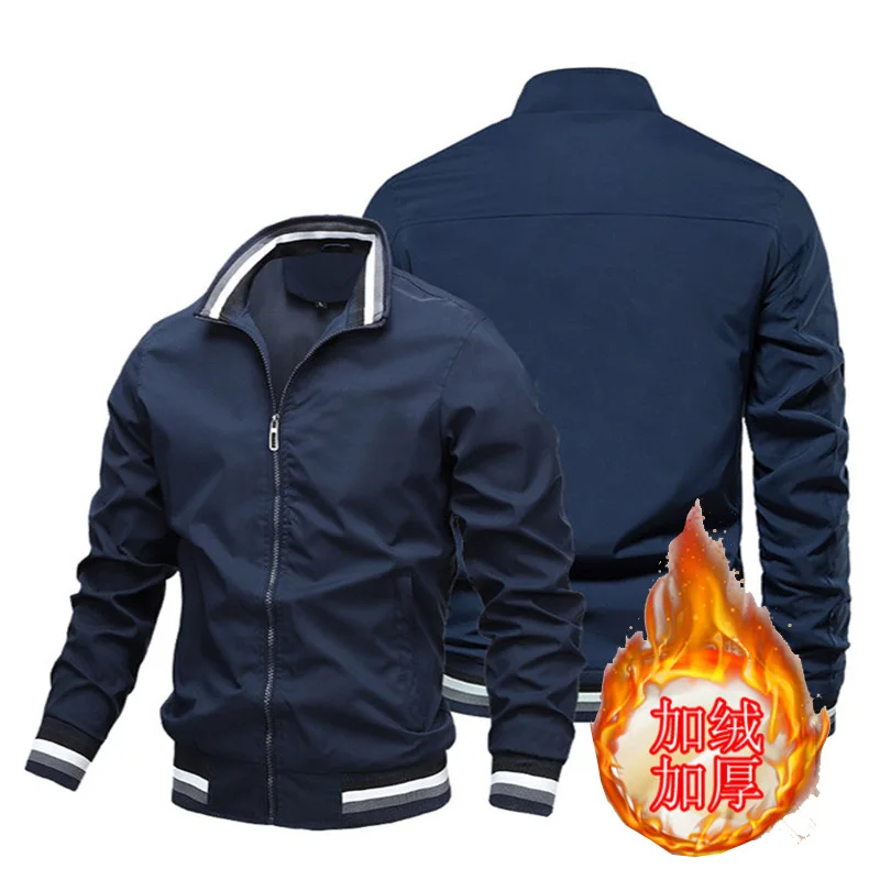 

2022 Zipper Men Jackets Autumn Winter Casual Fleece Coats Bomber Jacket Scarf Collar Fashion Hooded Male Outwear Slim Fit Hoody