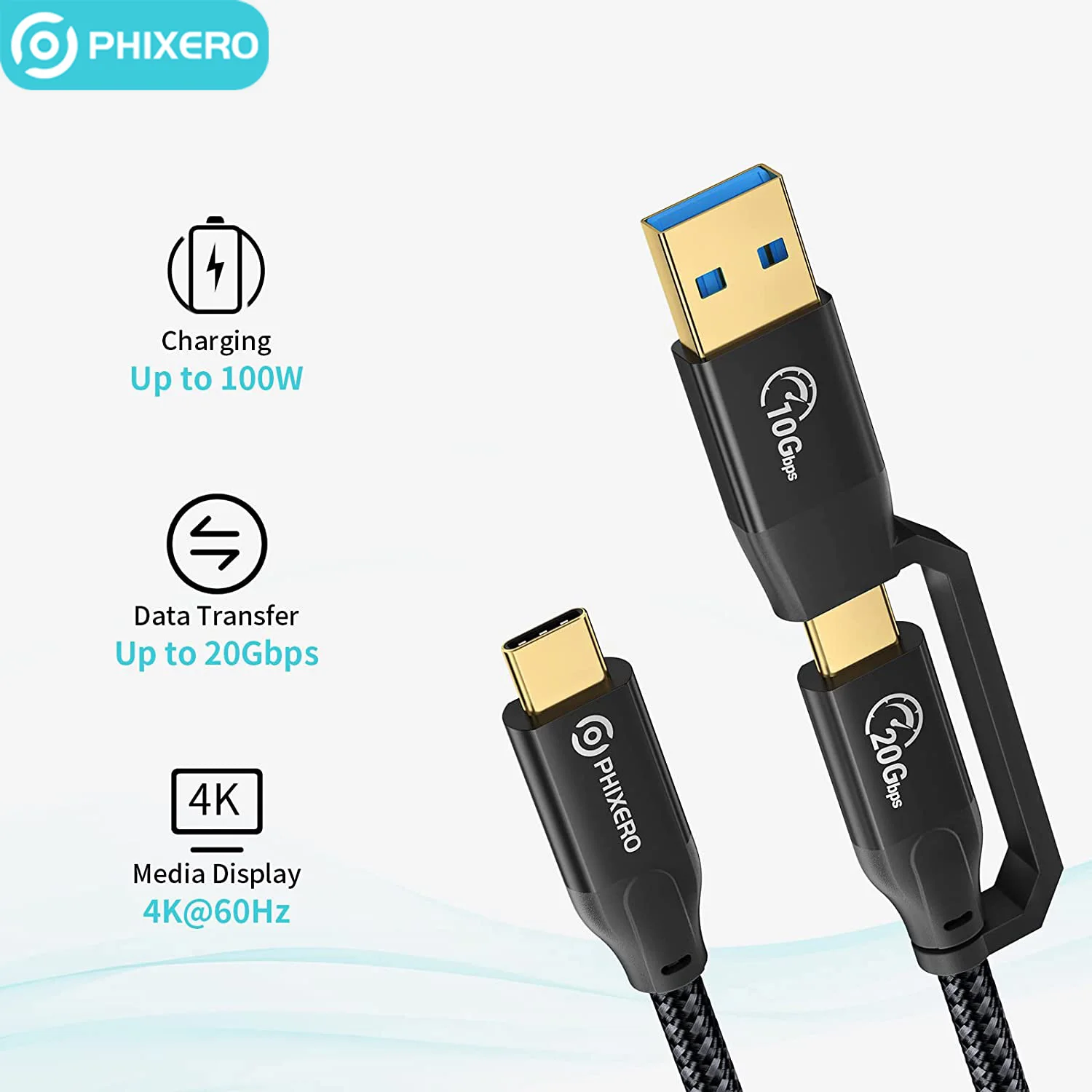 

PHIXERO 2 in 1 Charge Fast Charging Cable Type C USB A to USB C Cord Splitter Kabel Wire Line for Phone Tablet Charger Adapter