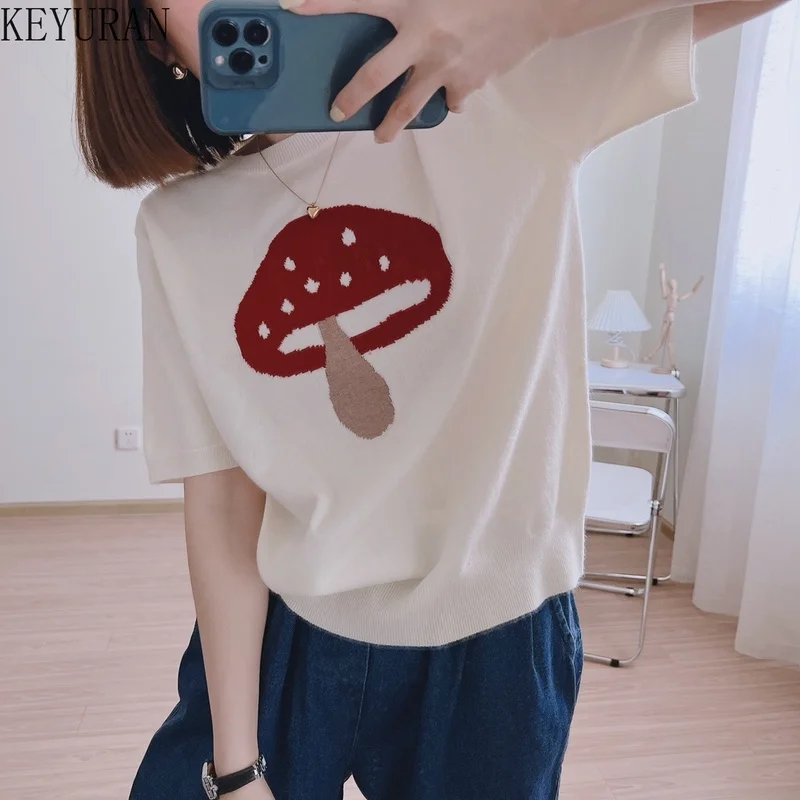 

Женская жаккардовая футболка с круглым вырезом, розовая или белая свободная тонкая футболка с коротким рукавом, трикотажный топ, лето 2022