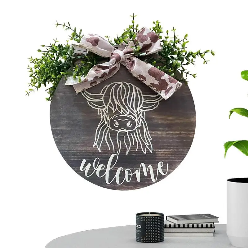 

Cow Front Door Sign Wooden Spring Door Signs For Front Door Bows Leaves Flower Door Door Signs Spring Front Porch Decor For All