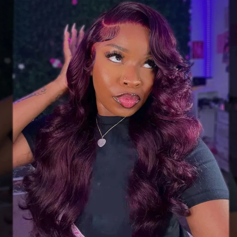 Темно-фиолетовый предварительно сорванный объемная волна 13x4 кружевные