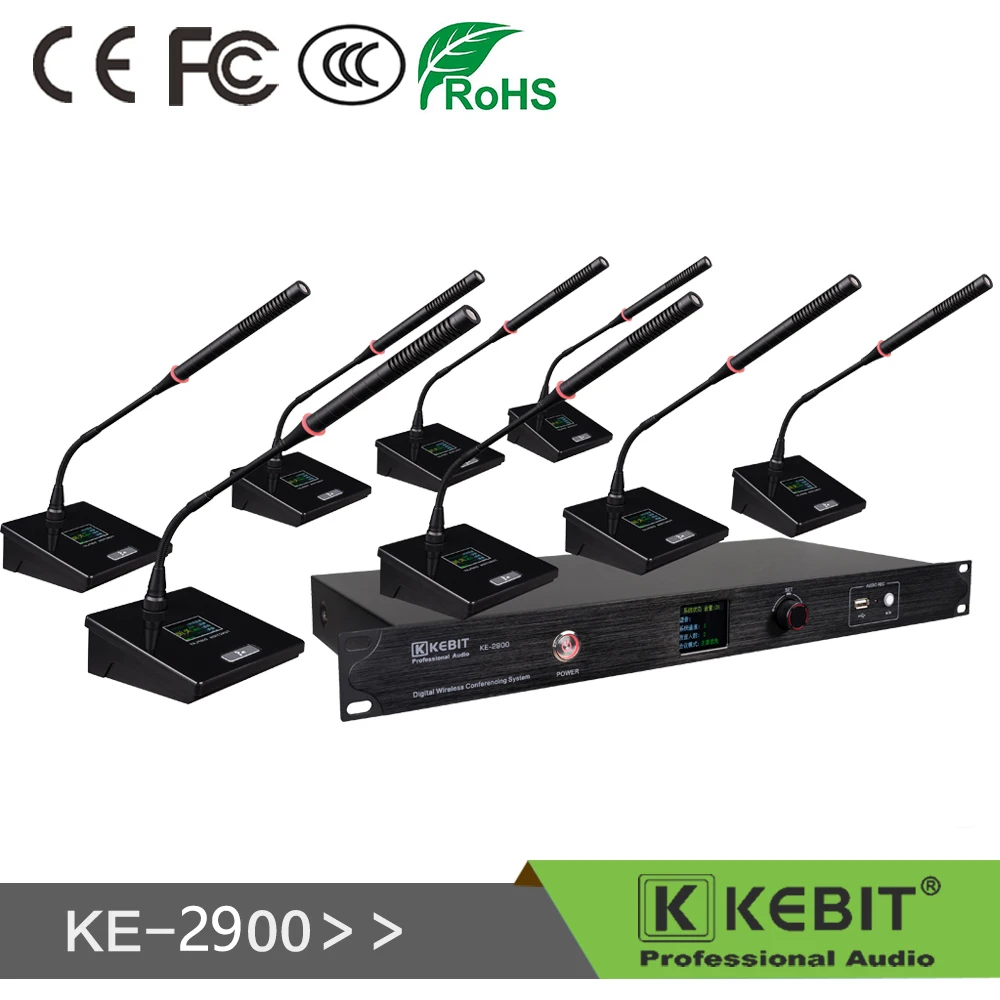 

Professional KE-2900 Conference Equipment Digital UHF Wireless Microphone System support 128 Microphones