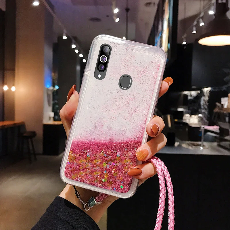 

New Glitter Liquid Silicone Phone Case with Lanyard Xiaomi, Compatible MI Note 10, MI10, 9, 8, CC9, CC9E, A3,