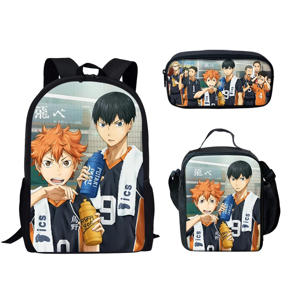 

FORUDESIGNS Japanese Anime Haikyuu Print Teenager Backpack Kids Boys Schoolbag 3Pcs/Set Children School Bags Mochila Escolar Hot