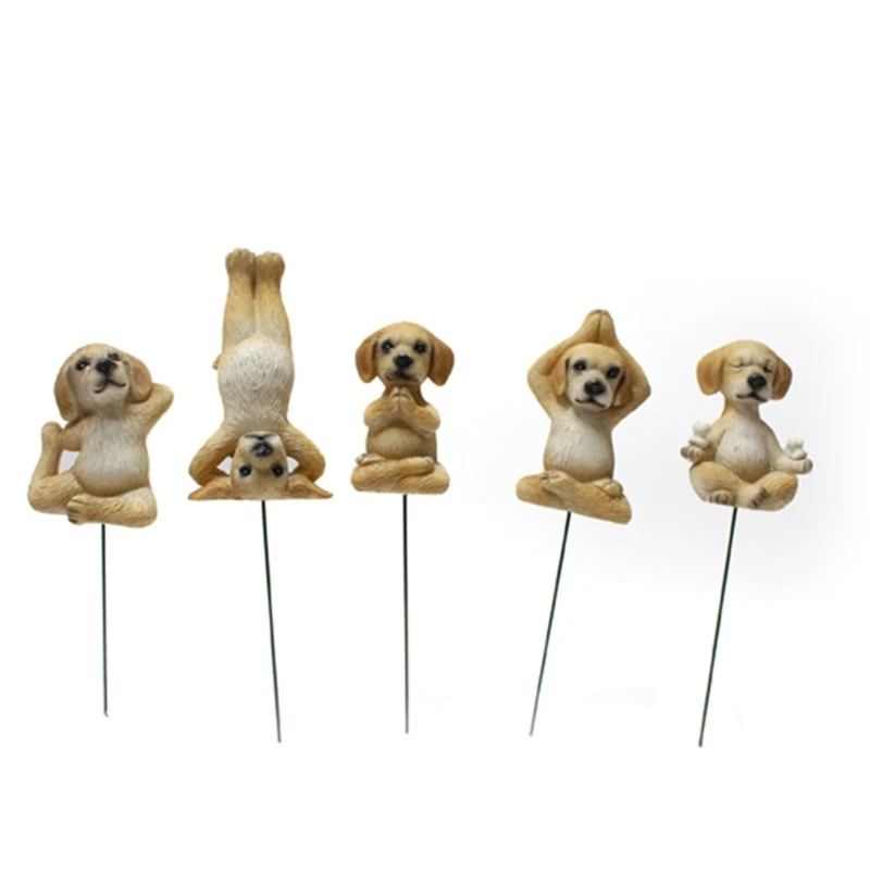 

5pcs/set Resin Yoga Dogs Figurine Holiday Garden Sculpture Household