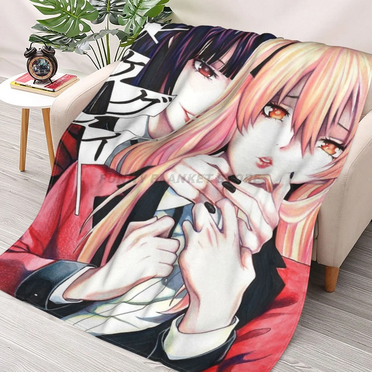 

KAKEGURUI - Jabami Yumeko And Saotome Mary Throws Blankets Collage Flannel Ultra-Soft Warm picnic blanket bedspread on the bed