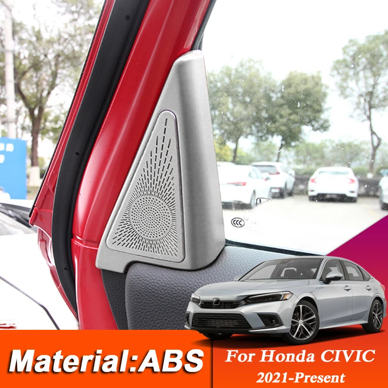 4pcs ABS Car Styling Decoration Sticker Inner Triangle Frame Cover Sequin For Honda Civic 2021-Present Auto Accessory