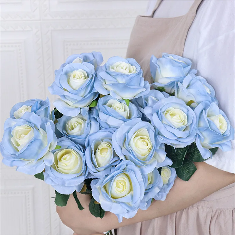 

Simulation Silk Rose Bouquet Home Garden Decoration Fleur Articielle Wedding Party Supplies Photography Props Fake Flowers Green