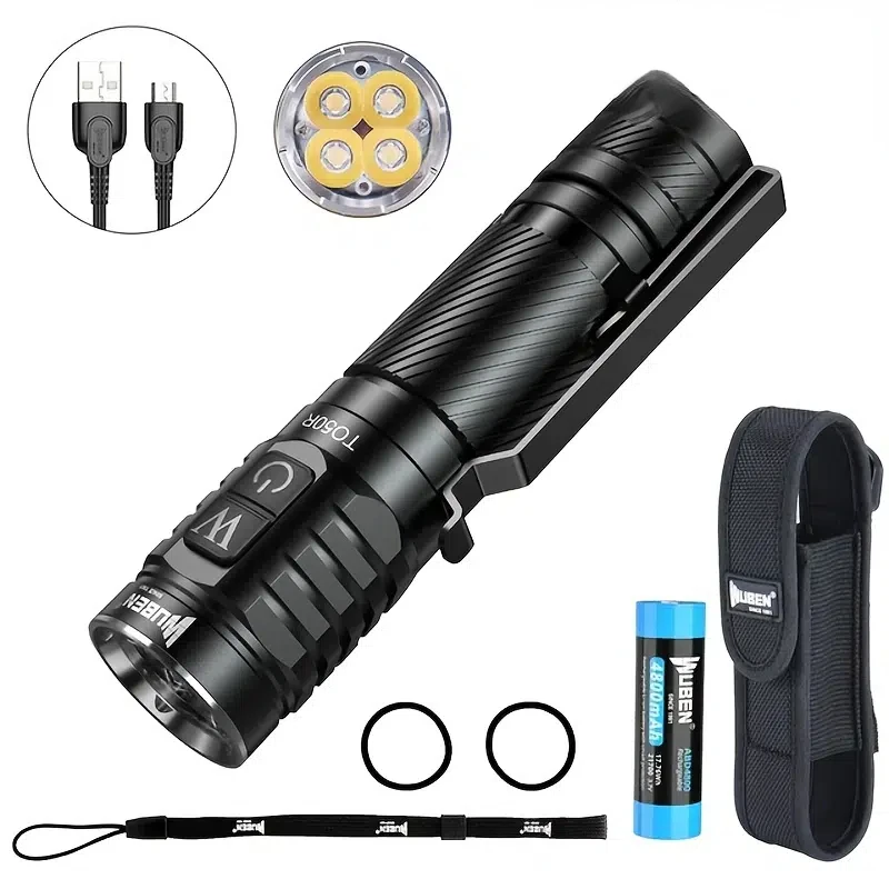 HMTX WUBEN TO50R Mini LED Waterproof Rechargeable Flashlight With Batteries 6 Modes, 2800LM