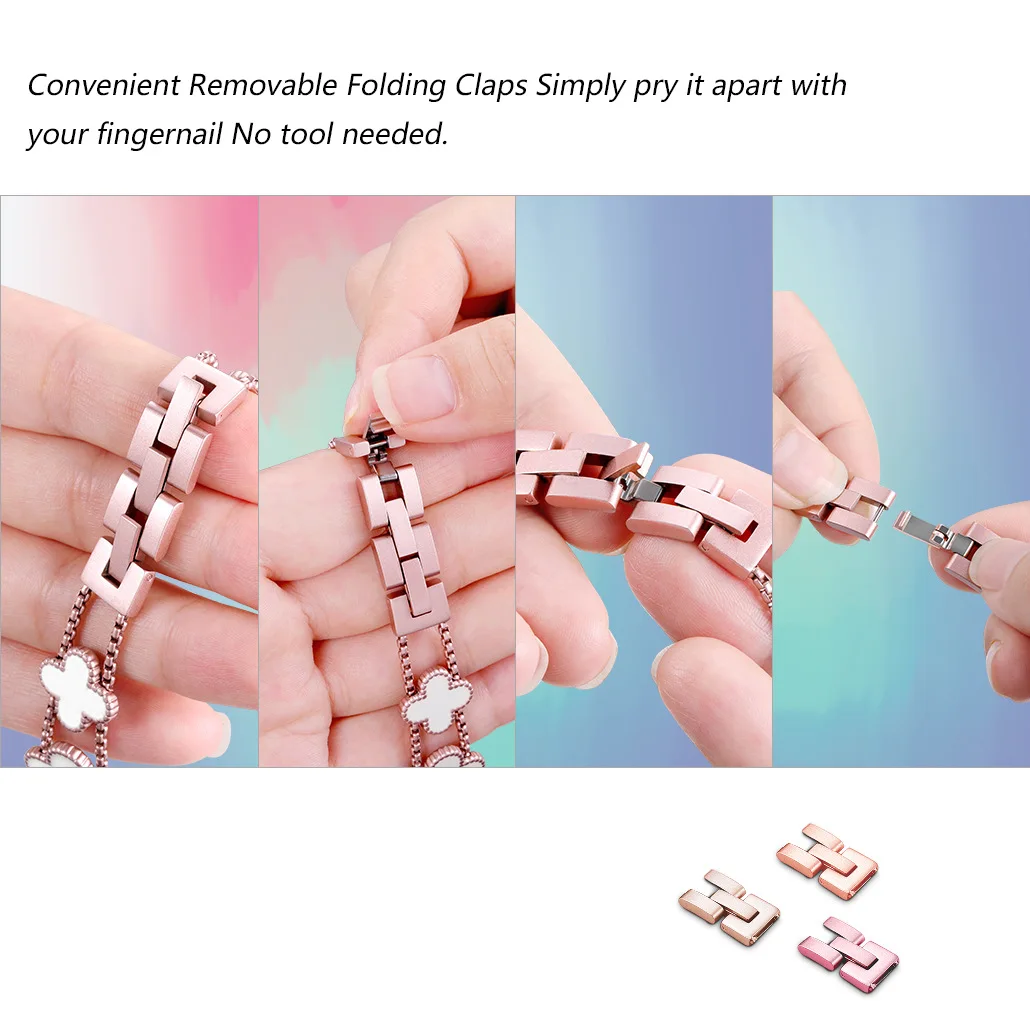 Bling Leaf Clover Strap for Apple Watch Ultra 8 7 Band 41mm 40mm 38mm Stainless Steel Bracelet iWatch SE 6 5 49mm 45mm 44mm 42mm