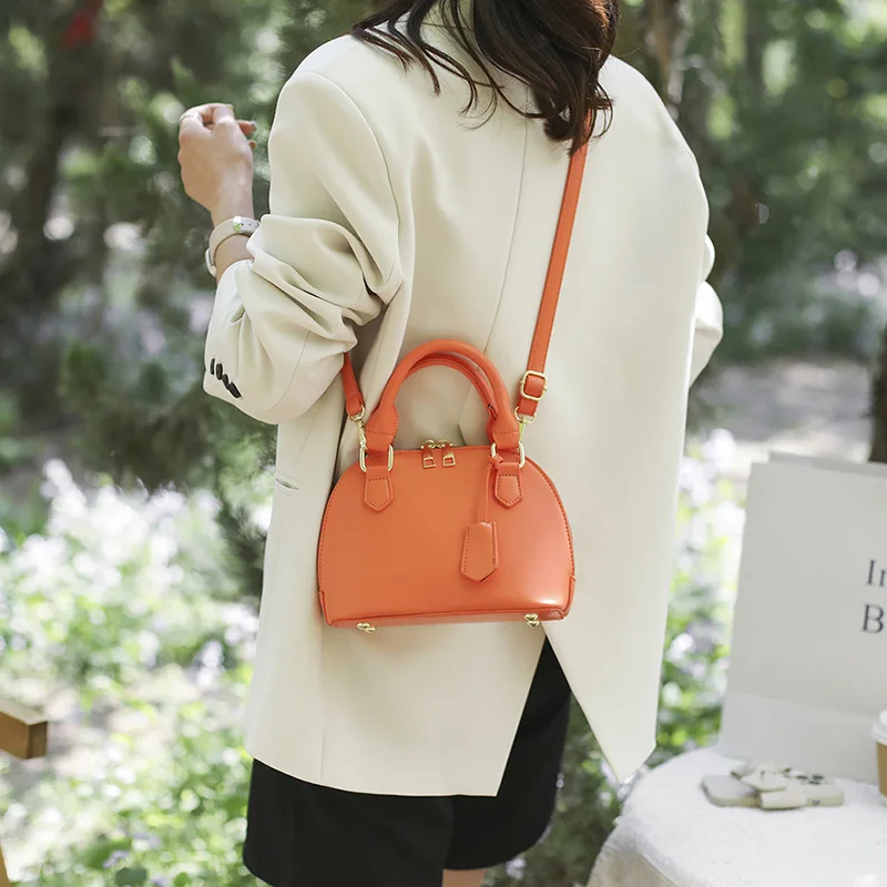 Summer Simple Solid Color Shell Bag for Women 2023 Fashion OL Commuter Handbag Designer Double Zipper Shoulder Crossbody Bag