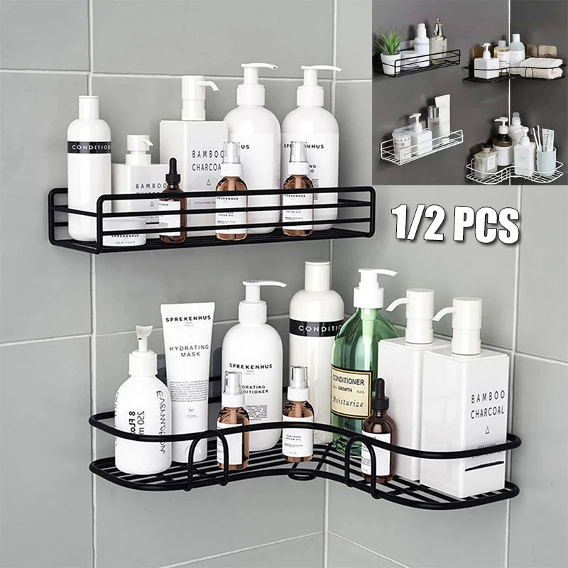 

Настенные полки для ванной комнаты, угловой стеллаж для хранения без перфорации, полки для душа, плавающая полка, подвесная корзина для душа...