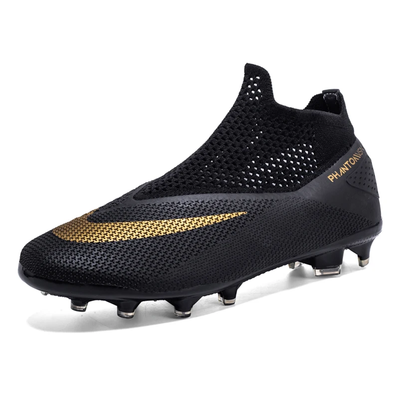 Slip-On Men's Football Boots High-Top Soccer Shoes Kids Anti-Slip Grass Training Football Shoes  Ultralight Large Size Sneakers