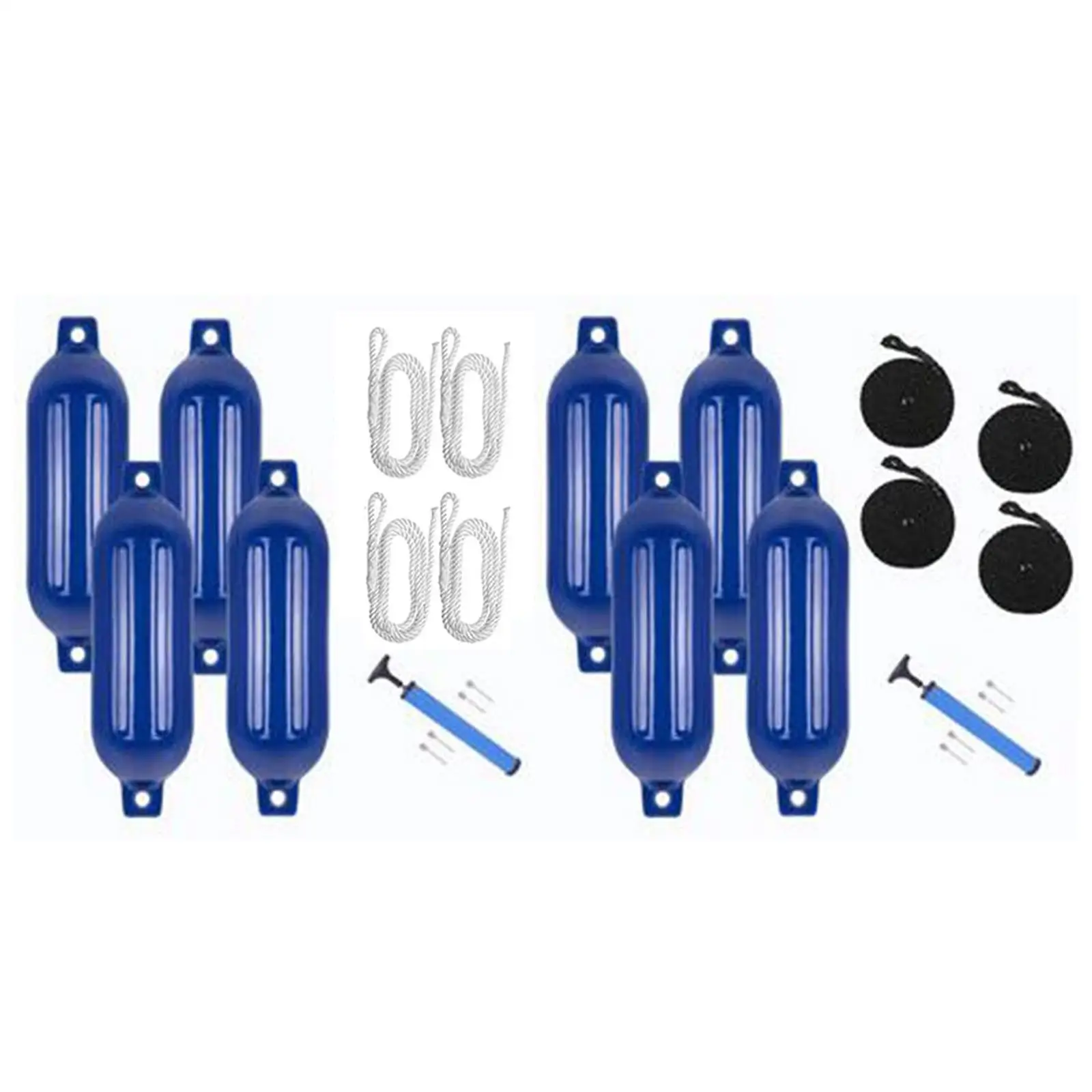 

4x Marine Boat 1 Air Pump Accessory Boat Bumperss with 4 Ropes