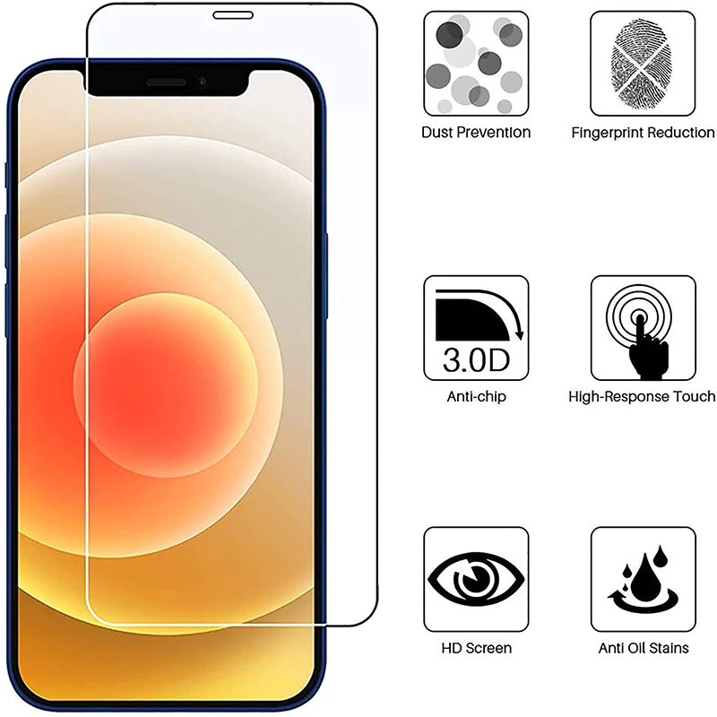 

10D Protective Glass On the For iPhone 7 8 6 6s Plus X Screen Protector For iPhone 11 12 13 Pro X XR XS MAX SE 5 5s Glass