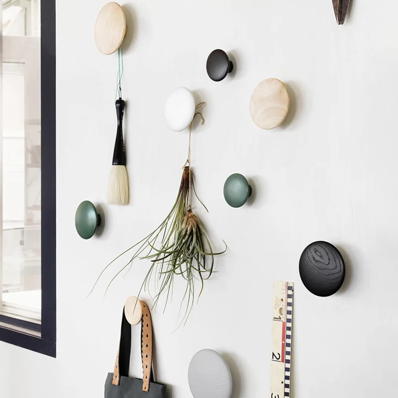 

Coat Wall Decor Clothes Storage Wall Wall Bedroom Wood Home Wardrobe Handle Rack Wood Organizers Hook Set Hangers Drawer Round