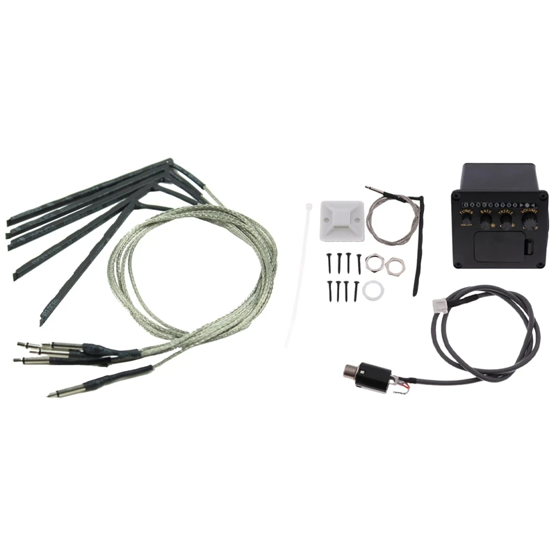 

5 Pcs Sensitivity Piezo Bridge Pickup Cable & 1 Set 2 Band Pickup Eq Aeq-2T Equalizer Acoustic Guitar Washer Screws Set