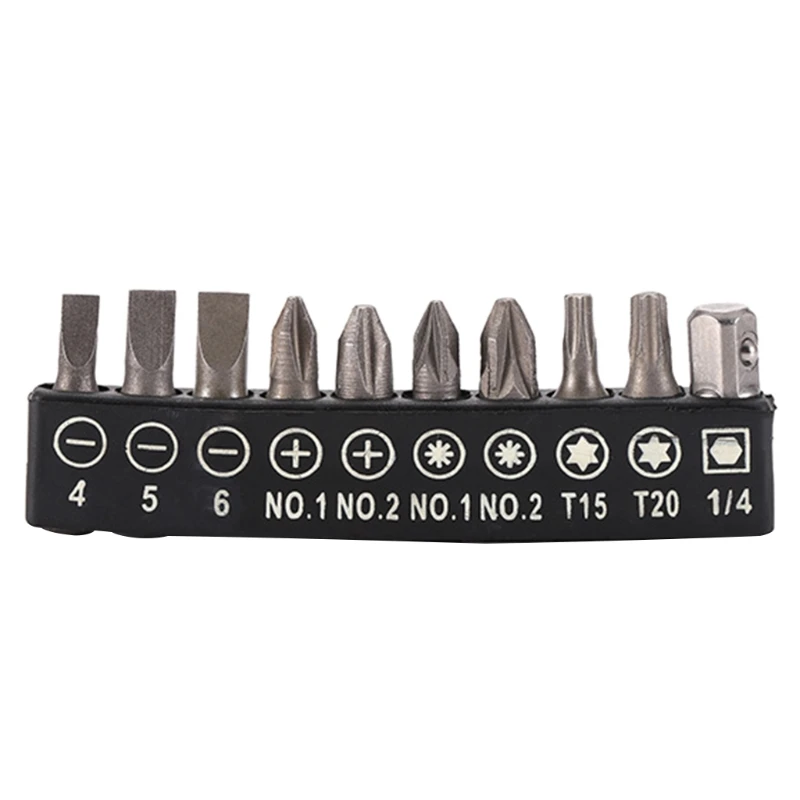 

N0HB 10x Screwdriver Bits Set Slotted 1/4 for Head Bit Repair T