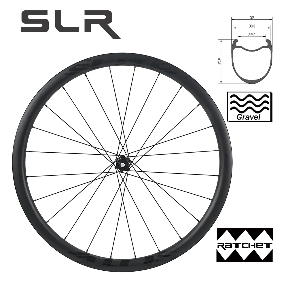 ELITEWHEELS SLR GRAVEL Carbon Wheelset  Ratchet System 36T Disc Brake Cyclocross 700C Wheels Center Lock SHIMAN0 XDR Hub 35x32mm