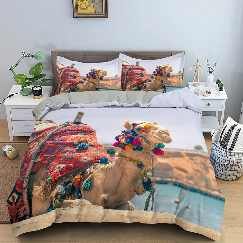 Комплект постельного белья с 3D рисунком пустыни верблюда пододеяльник 1/2 шт.