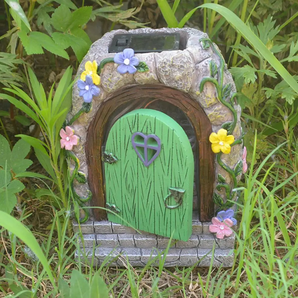 

Resin Statues Miniature Solar Fairy Door Light Fairy Figurines Luminous Yard Ornament Garden Home Sculpture Crafts Outdoor B9K0