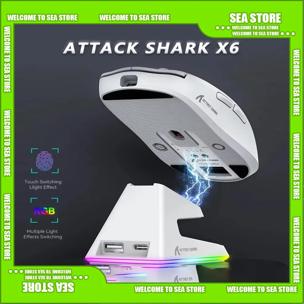 Attack Shark X6 PAW3395 Мышь для киберспорта 2 4G Беспроводная игровая мышь Bluetooth 3-режимная