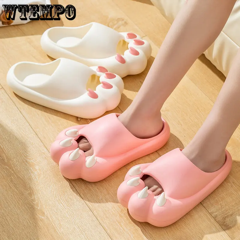 WTEMPO Summer Slipper Female Cute Cat Claw Thick Bottom Soft Indoor Home Sandals EVA Outdoor Beach Slide Shoes Wholesale