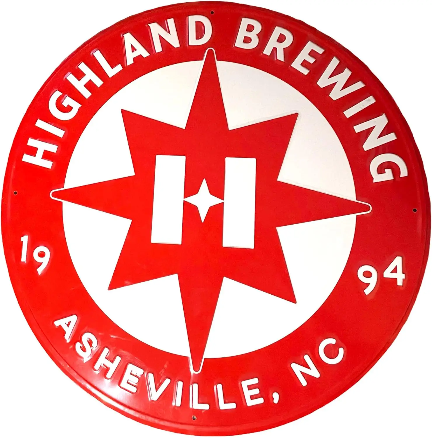 Highland пивоваренный Asheville NC 1994 металлический пивной жестяной знак | 23 дюйма Круглый