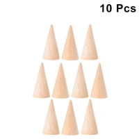 10pcs diy cone unpainted wooden cone shape ornamnet craft accessories cone geometry ornaments simple accessories
