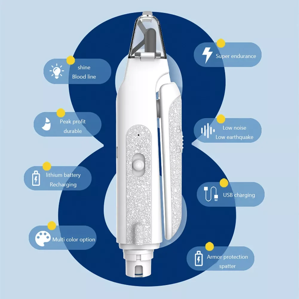 

LED Light Cats Nail Clippers Illuminate Bleeding Line Cats Toe Nail Trimmer Mute USB Charging for Small Animals Grooming Tools