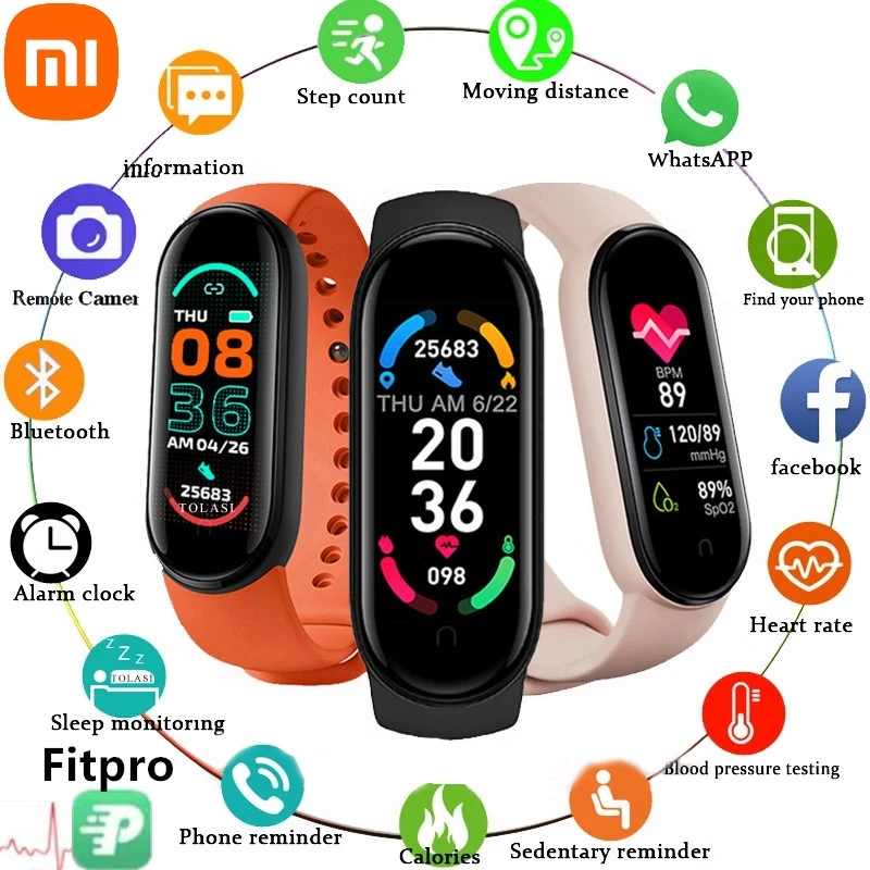 

Xiaomi M6 Smart Band Heart Rate Monitor Men Women's Mi Band 6 Fitness Sports Waterproof Bracelet For Samsung S23 Ultra Smartband