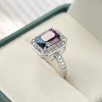 2022 new exquisite multicolor square cubic zircon rings for women girls fashion jewelry romantic bridal wedding ring party gifts