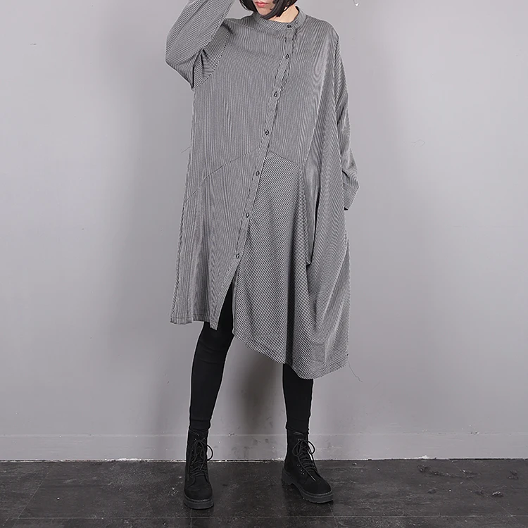 

Женское платье-рубашка в полоску, с длинным рукавом