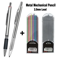 metal stainless steel mechanical pencil 2 0mm colored black 2b lead for art sktech drawing woodwork design office school writing