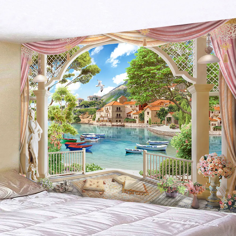 

Настенный гобелен LVJIA, лес, морская пещера, полиэстер