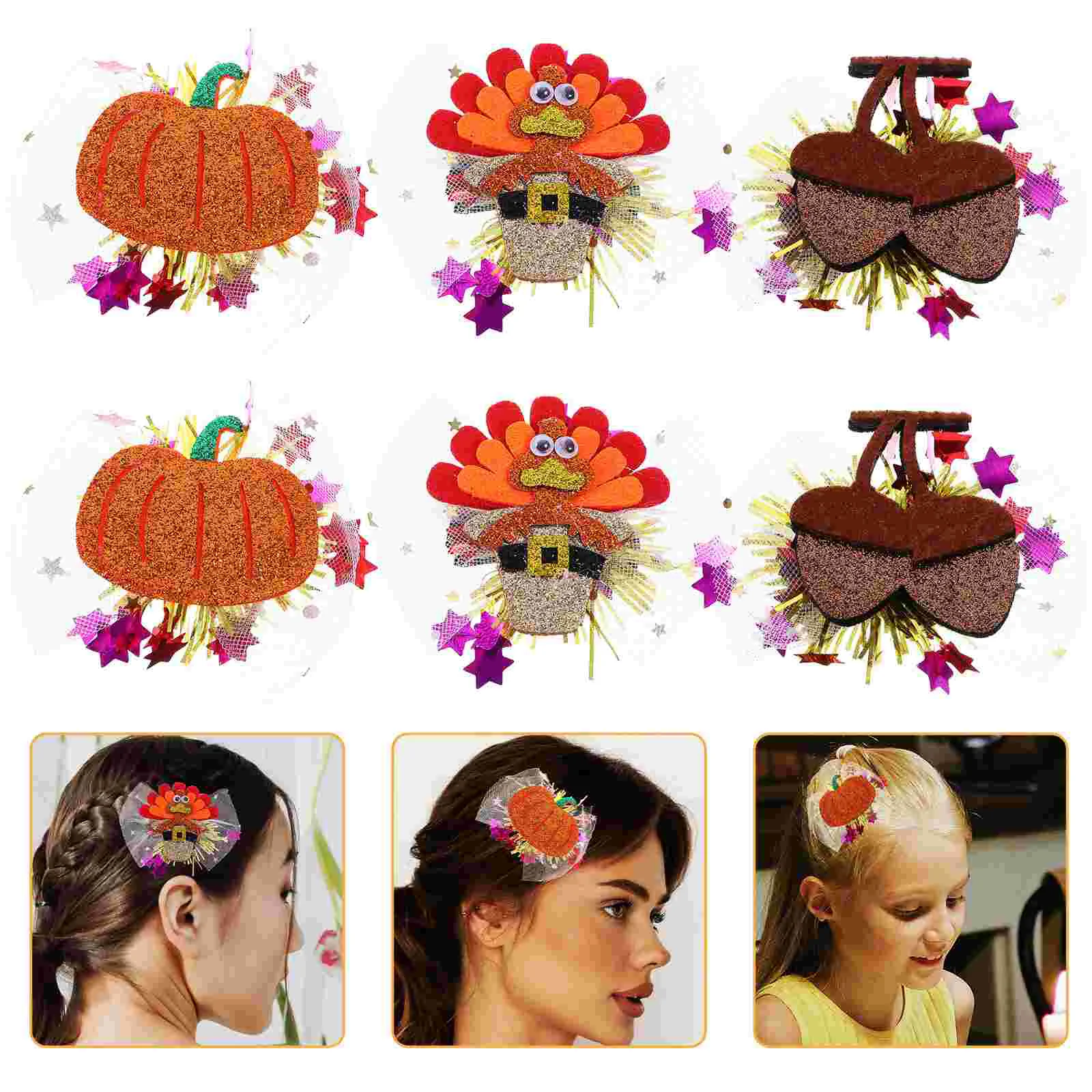 

6 шт., заколки для волос, на День Благодарения