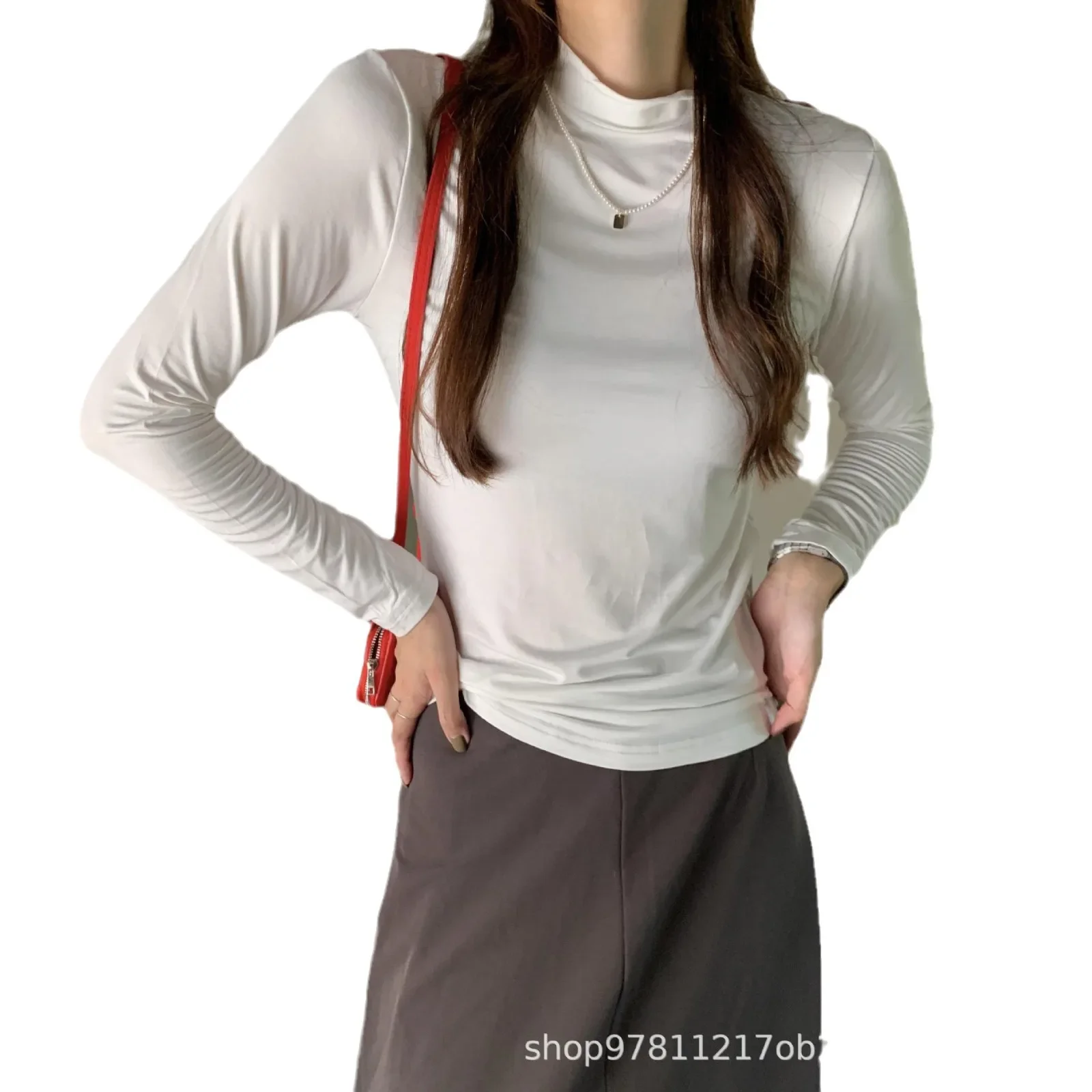 Женская осенне-зимняя тонкая футболка из модального цвета с базовым слоем