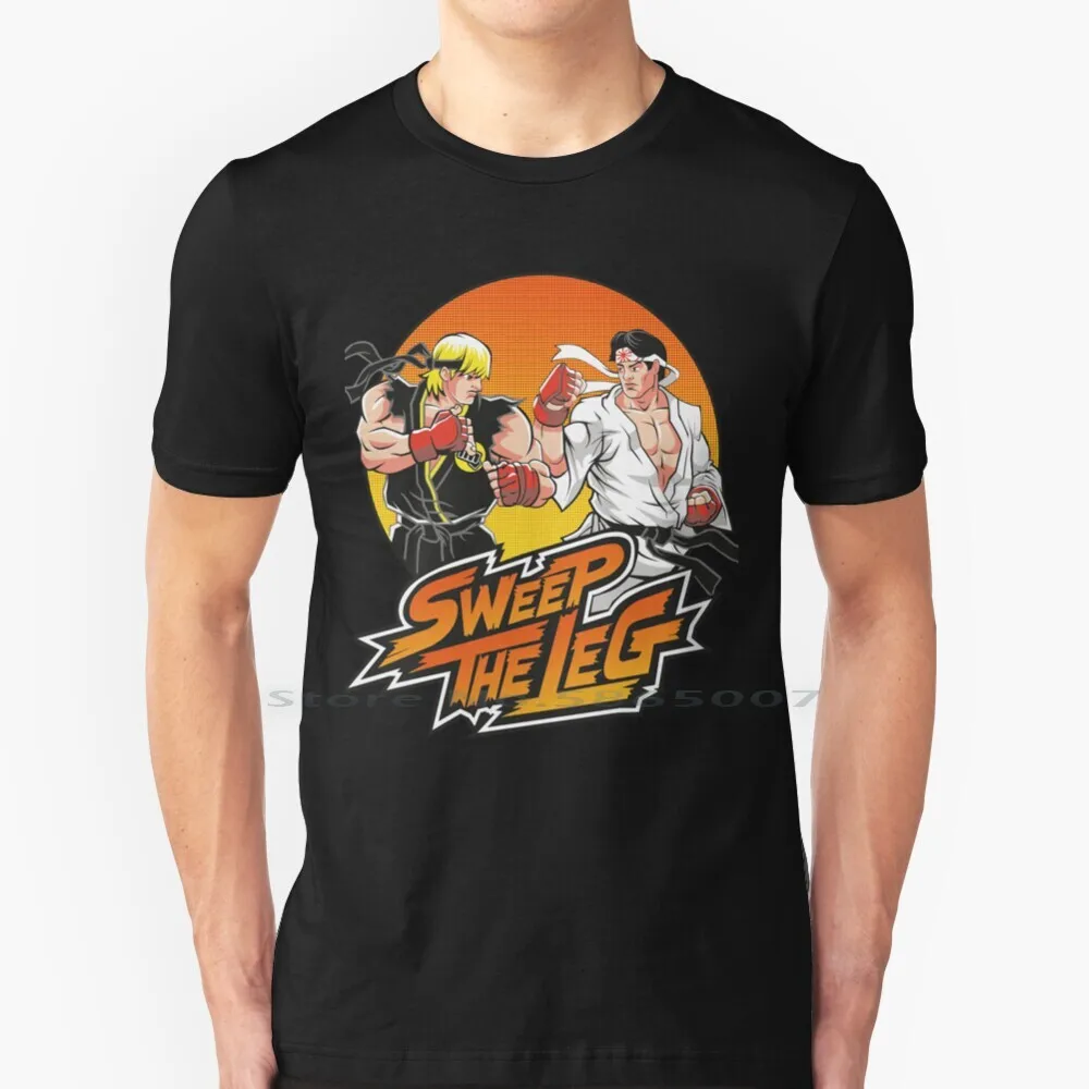 Футболка Kai 100% хлопок подметание ног No Ryu Ken игры 80-х Outatime _ Culture большой размер 6xl