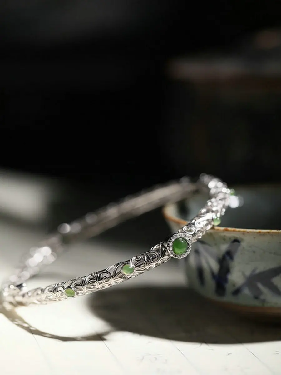 

Женский винтажный браслет ручной работы из серебра 925 пробы с яшмой